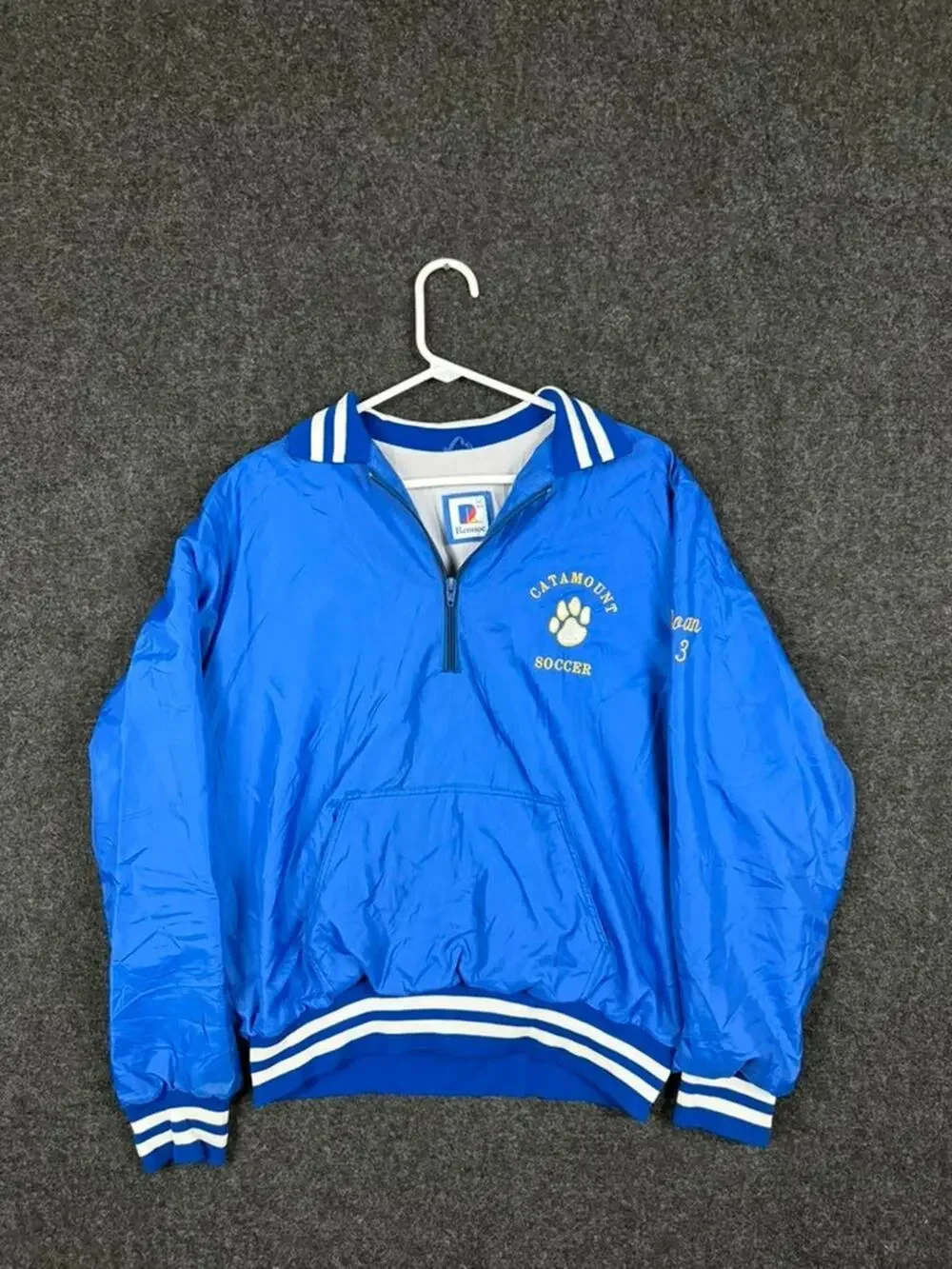 Vintage Rennoc Catamount Soccer Pullover Jacket USA Blue Nylon Mens M 90s